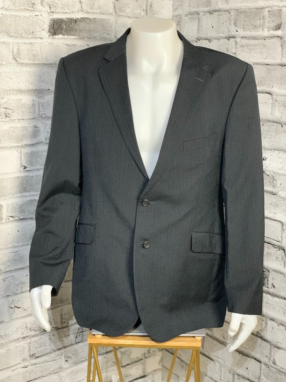 Strellson Blazer Virgin Wool Pinstripe Sport Coat Jacket EU 54 US 44R Black Navy